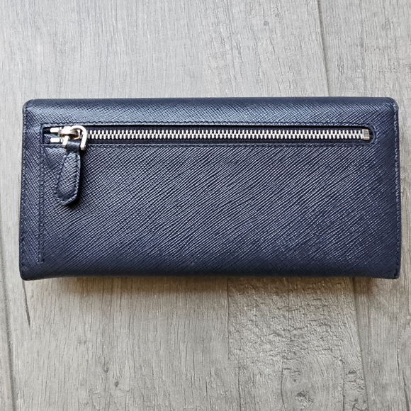 Authentic PRADA Saffiano Metal Long Wallet Purse Leather Navy - Picture 2 of 15